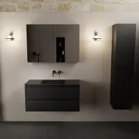 Mondiaz AIVY 100cm badmeubel Urban, wastafel Urban solid surface midden zonder kraangat met spiegelkast (AI-351321URBAN-NO - AI-M100URMI - AI-C100URMI)