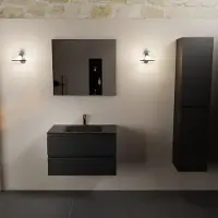 Mondiaz AIVY 80cm badmeubel Urban, wastafel Urban solid surface midden 1 kraangat met spiegel (AI-351171URBAN-SI - AI-M80URMI - AI-S80X70)