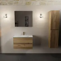Mondiaz AIVY 80cm badmeubel Chai, wastafel Talc solid surface midden 1 kraangat met spiegel (AI-351171TALC-SI - AI-M80CHMI - AI-S80X70)