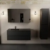 Mondiaz aivy 120 cm badmeubel urban, wastafel urban solid surface links 1 kraangat met spiegelkast
