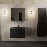 Mondiaz aivy 80 cm badmeubel urban, wastafel urban solid surface midden 1 kraangat met spiegelkast