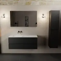 Mondiaz AIVY 120cm badmeubel Urban, wastafel Talc solid surface links zonder kraangat met spiegel (AI-351631TALC-NO - AI-M120URLI - AI-S120X71)