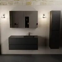 Mondiaz aivy 120 cm badmeubel urban, wastafel urban solid surface rechts 1 kraangat met spiegelkast