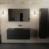 Mondiaz AIVY 120cm badmeubel Urban, wastafel Urban solid surface midden zonder kraangat met spiegel (AI-351621URBAN-NO - AI-M120URMI - AI-S120X70)