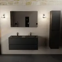 Mondiaz aivy 120 cm badmeubel urban, wastafel urban solid surface dubbel 2 kraangaten met spiegel