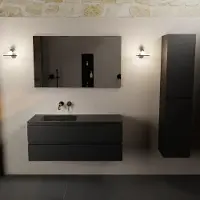 Mondiaz AIVY 120cm badmeubel Urban, wastafel Urban solid surface links zonder kraangat met spiegel (AI-351631URBAN-NO - AI-M120URLI - AI-S120X71)
