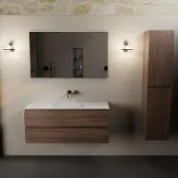 Mondiaz AIVY 120cm badmeubel Mocha, wastafel Talc solid surface midden zonder kraangat met spiegel (AI-351621TALC-NO - AI-M120MOMI - AI-S120X70)