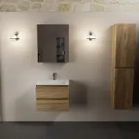 Mondiaz aivy 60 cm badmeubel chai, wastafel talc solid surface midden 1 kraangat met spiegelkast