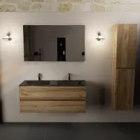 Mondiaz aivy 120 cm badmeubel chai, wastafel urban solid surface dubbel 2 kraangaten met spiegel