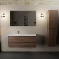 Mondiaz AIVY 120cm badmeubel Mocha, wastafel Talc solid surface links 1 kraangat met spiegel (AI-351631TALC-SI - AI-M120MOLI - AI-S120X71)