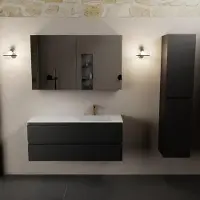Mondiaz AIVY 120cm badmeubel Urban, wastafel Talc solid surface rechts 1 kraangat met spiegelkast (AI-351641TALC-SI - AI-M120URRE - AI-C120URMI)