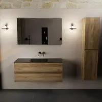 Mondiaz aivy 120 cm badmeubel chai, wastafel urban solid surface midden zonder kraangat met spiegel