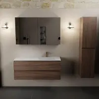 Mondiaz aivy 120 cm badmeubel mocha, wastafel talc solid surface rechts 1 kraangat met spiegelkast