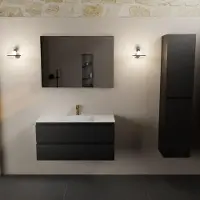 Mondiaz aivy 100 cm badmeubel urban, wastafel talc solid surface midden 1 kraangat met spiegel