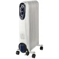 Nedis Mobiele Olieradiator | 800 / 1200 / 2000 W | 9 Vinnen | Instelbare thermostaat | 3 Warmte Standen | Omvalpreventie | Wit