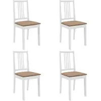 vidaXL Eetkamerstoelen met kussens 4 st massief hout wit
