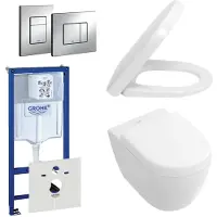 Villeroy & Boch Subway Compact Toiletset - directflush - inbouwreservoir - diepspoel wandcloset - bedieningsplaat verticaal/horizontaal - chroom 0720001/0729205/1024232/1025456/