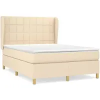 vidaXL Boxspring met matras stof crèmekleurig 140x190 cm