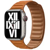 Apple Watch 38/40/41 mm Leather Link Horlogeband Goudbruin - Medium/Large