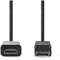Nedis DisplayPort-Kabel | DisplayPort Male | HDMI Connector | 1080p | Vernikkeld | 2.00 m | Rond | PVC | Zwart | Label - CCGL37100BK20