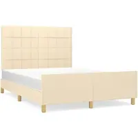 vidaXL Bedframe zonder matras stof crèmekleurig 140x190 cm