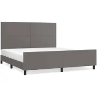 vidaXL Bedframe met hoofdbord kunstleer grijs 160x200 cm