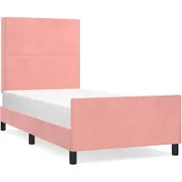 vidaXL Bedframe met hoofdeinde fluweel roze 90x200 cm