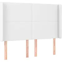 vidaXL Hoofdbord met randen 147x16x118/128 cm kunstleer wit
