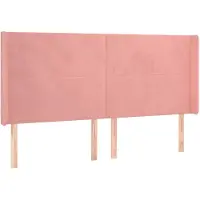 vidaXL Hoofdbord met randen 183x16x118/128 cm fluweel roze