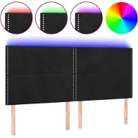 vidaXL Hoofdbord LED 180x5x118/128 cm fluweel zwart
