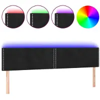 vidaXL Hoofdbord LED 200x5x78/88 cm fluweel zwart