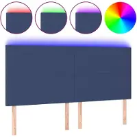 vidaXL Hoofdbord LED 200x5x118/128 cm stof blauw