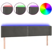 vidaXL Hoofdbord LED 183x16x78/88 cm fluweel donkergrijs