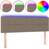 vidaXL Hoofdbord LED 144x5x78/88 cm stof taupe
