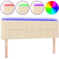 vidaXL Hoofdbord LED 144x5x78/88 cm stof crèmekleurig