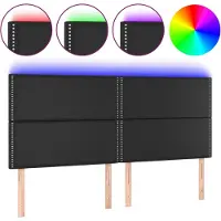 vidaXL Hoofdbord LED 200x5x118/128 cm kunstleer zwart
