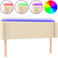vidaXL Hoofdbord LED 147x16x78/88 cm stof crèmekleurig