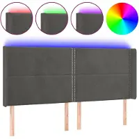 vidaXL Hoofdbord LED 183x16x118/128 cm fluweel donkergrijs