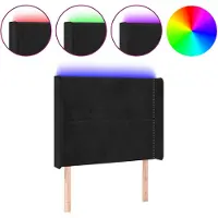 vidaXL Hoofdbord LED 103x16x118/128 cm fluweel zwart