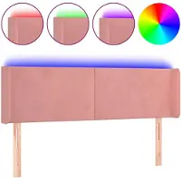 vidaXL Hoofdbord LED 147x16x78/88 cm fluweel roze