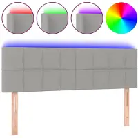 vidaXL Hoofdbord LED 144x5x78/88 cm stof lichtgrijs