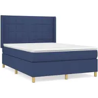 vidaXL Boxspring met matras stof blauw 140x190 cm
