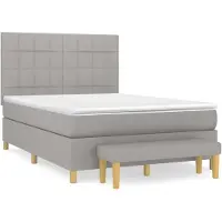 vidaXL Boxspring met matras stof lichtgrijs 140x200 cm