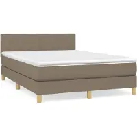 vidaXL Boxspring met matras stof taupe 140x200 cm