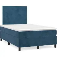 vidaXL Boxspring met matras fluweel donkerblauw 120x200 cm