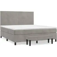 vidaXL Boxspring met matras fluweel lichtgrijs 160x200 cm