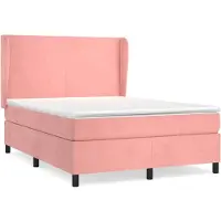 vidaXL Boxspring met matras fluweel roze 140x190 cm