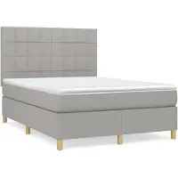 vidaXL Boxspring met matras stof lichtgrijs 140x190 cm