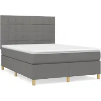 vidaXL Boxspring met matras stof donkergrijs 140x190 cm