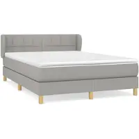 vidaXL Boxspring met matras stof lichtgrijs 140x190 cm